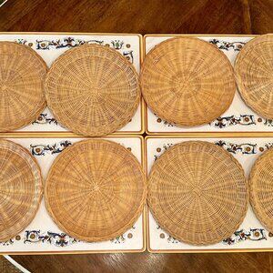 vintage woven wicker paper plate holders